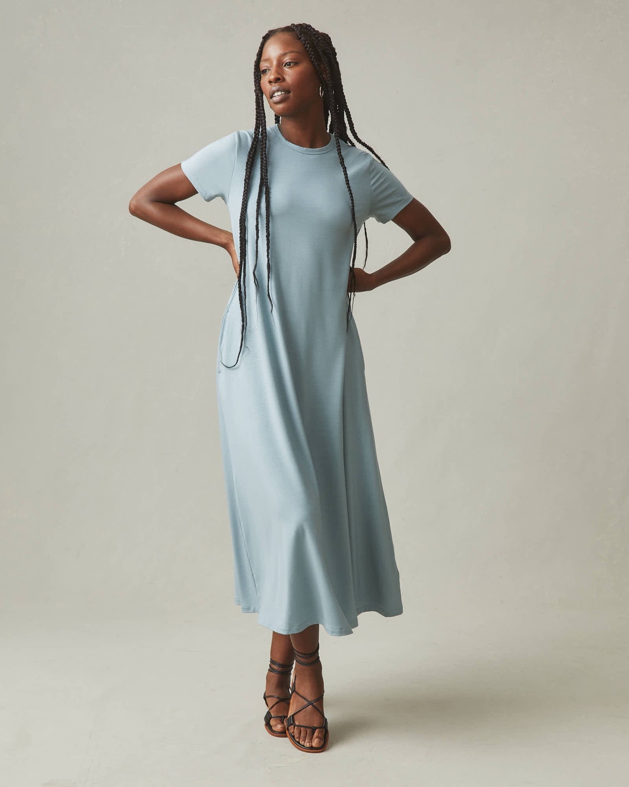 American Giant Women Small Flex Maxi Dress Soft Lightweight Pockets Comfy Basic